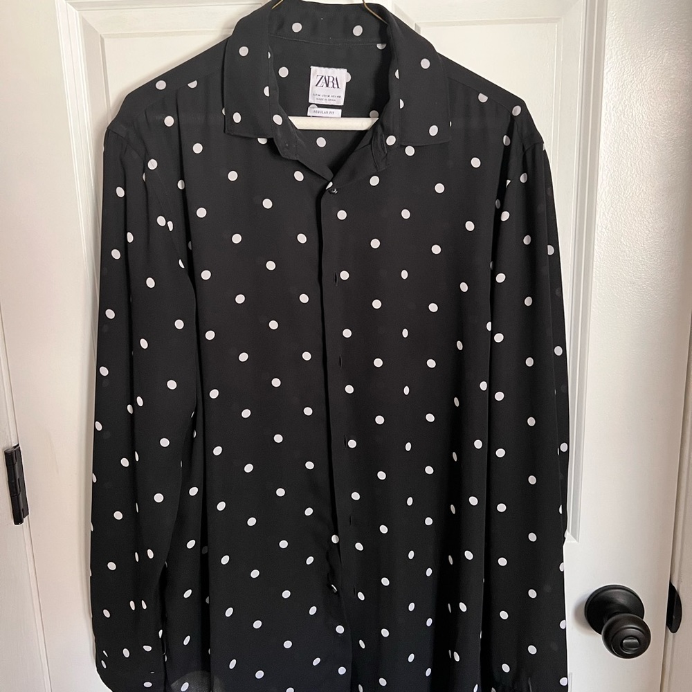 Semi-sheer polka dot shirt